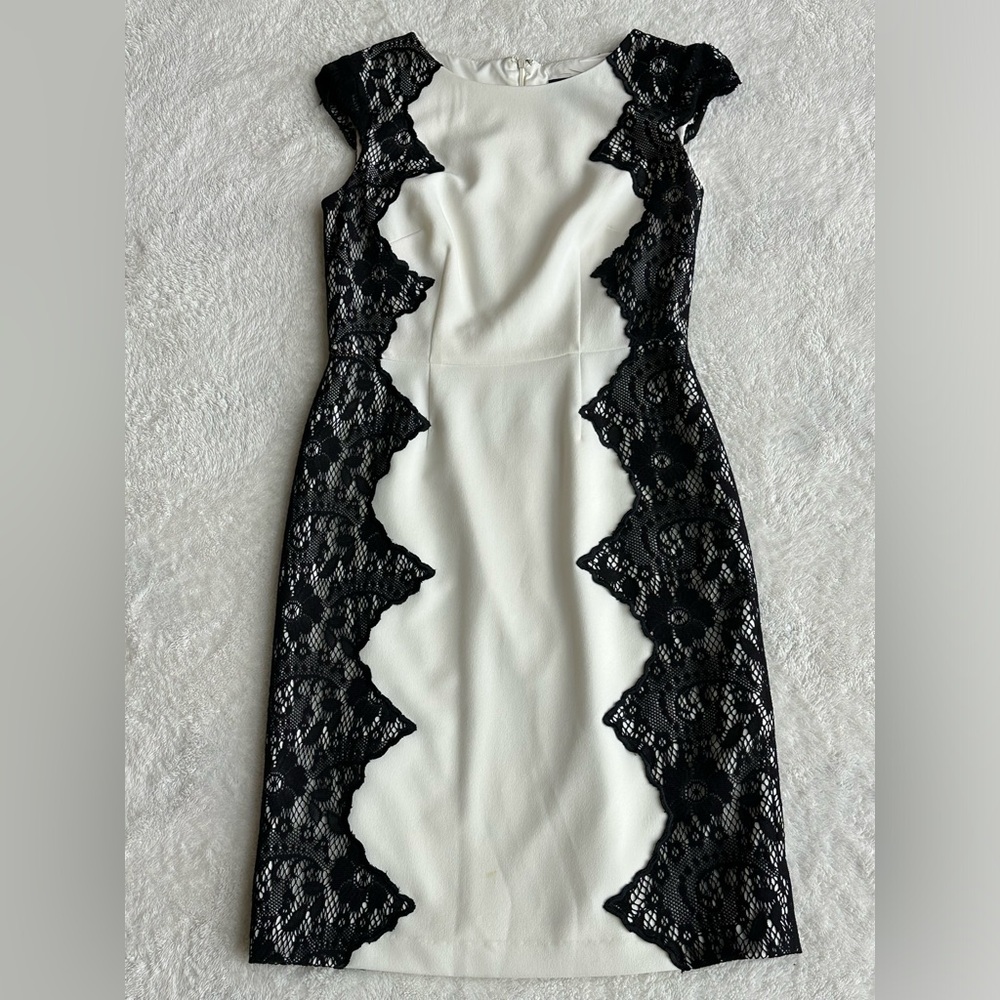 Elegant Black and White Lace Dress